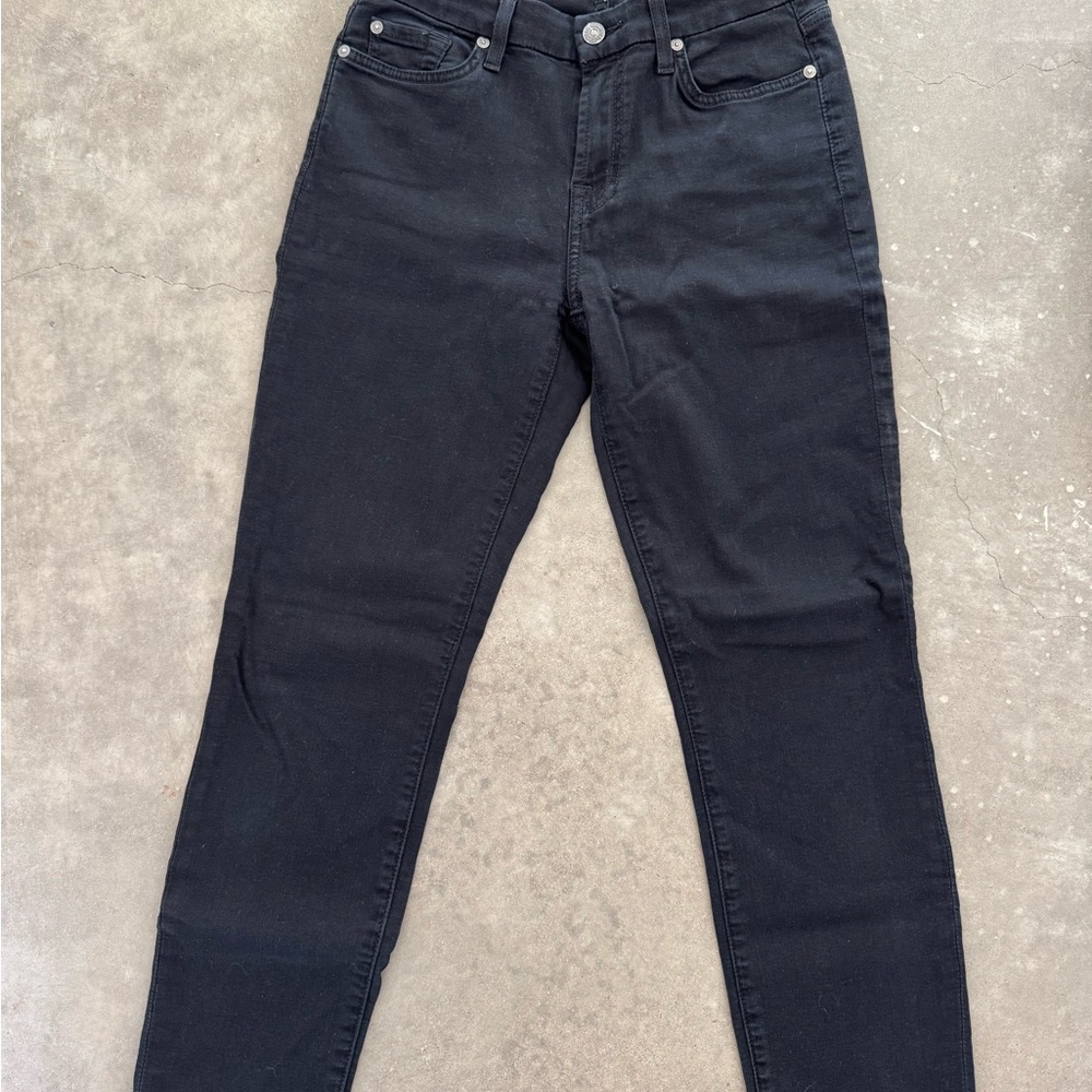 7 For All Mankind Kimmie Crop Women's Dark Black Skinny Jeans